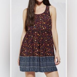 ecote dark florals tank top dress with open back detail